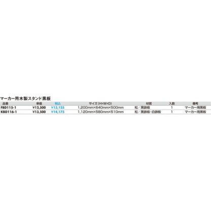 木製スタンド黒板 片面 3台セット FBD115-1 / マーカー用 返品代引不可品 / 光 hikari A型スタンド ホワイトボード マーカー用 マグネット可 - 画像 (2)