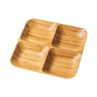木製食器 4マスプレート ECL-34-1 / シンビ 食器 木製食器 皿 プレート 仕切り皿 食洗機可 ハンドメイド