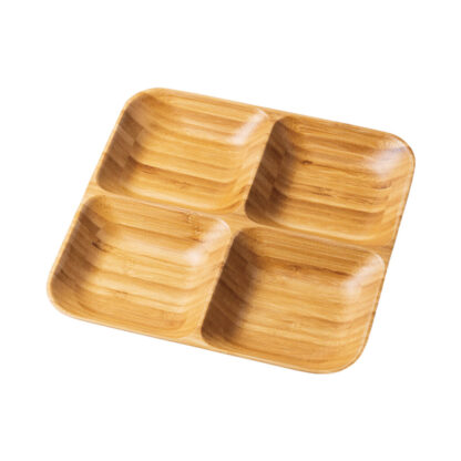 木製食器 4マスプレート ECL-34-1 / シンビ 食器 木製食器 皿 プレート 仕切り皿 食洗機可 ハンドメイド