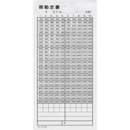 御勘定書 40冊 み-513E / みつや お会計伝票 単式伝票 包み割引