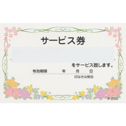 サービス券 20冊 チ-250 / 店舗にて独自配布用 / みつや チケット サービス券 包み割引