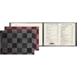 メニューブック (A4ヨコ 4ページ) LS-118 / シンビ メニューブック クリップ ピンタイプ 市松模様