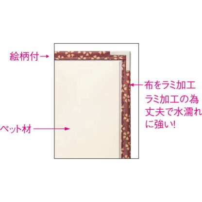 PP布地 クリアテーピングメニュー(桜柄)(タテ小 4ページ) PTA-41S / えいむ テーピング メニューブック 布地 - 画像 (4)