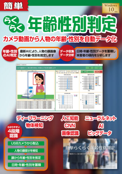簡単らくらく年齢性別判定 CH-06 / チェス PCソフトウェア USBカメラから人物の年齢・性別をデータ化 - 画像 (2)